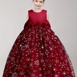 Handmade Pink and Red Crew Neck Prom Gown